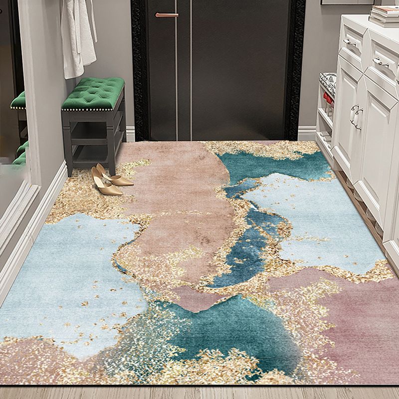 Gold Modern Carpet Polyester Graphic Carpet Non-Slip Backing Carpet for Living Room