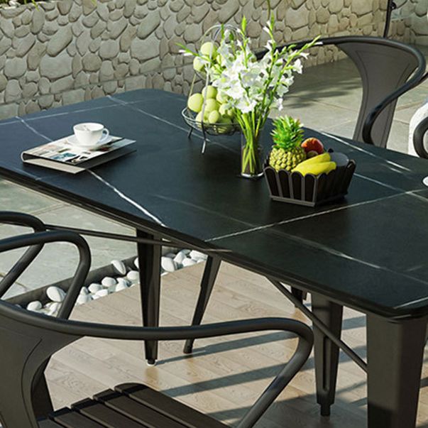 Modern 1/5 Pieces Metal Dining Set Stone Dining Table Set for Outdoor