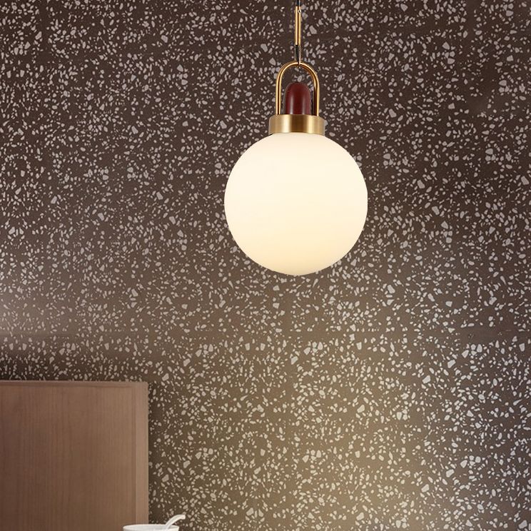 1 Light Ceiling Light Modern Simple White Glass Hanging Pendant Lights for Restaurant