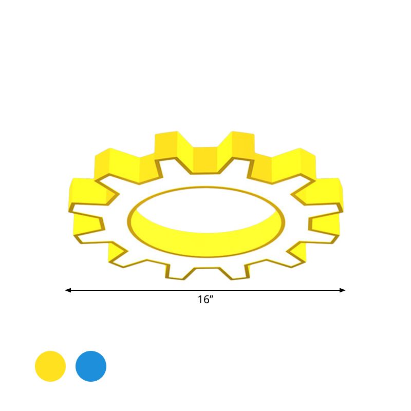 Acrylic Gear Flush Mount Ceiling Light Cartoon LED Flush Mounted Lamp in Yellow/Blue, 16"/19.5"/23.5" Wide