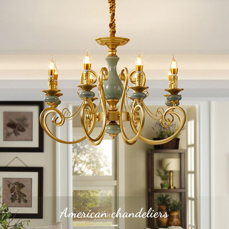 Traditional Style Suspension Pendant Light with Candle Metal Multi Light Pendant