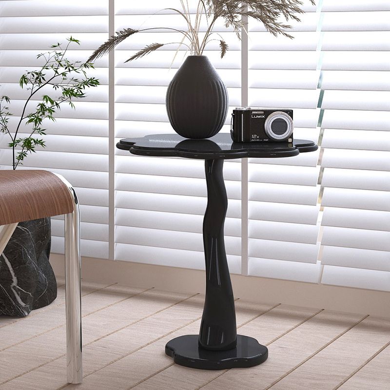 Contemporary Wood Side Table with Cloud Shap Top and 1 Leg Base