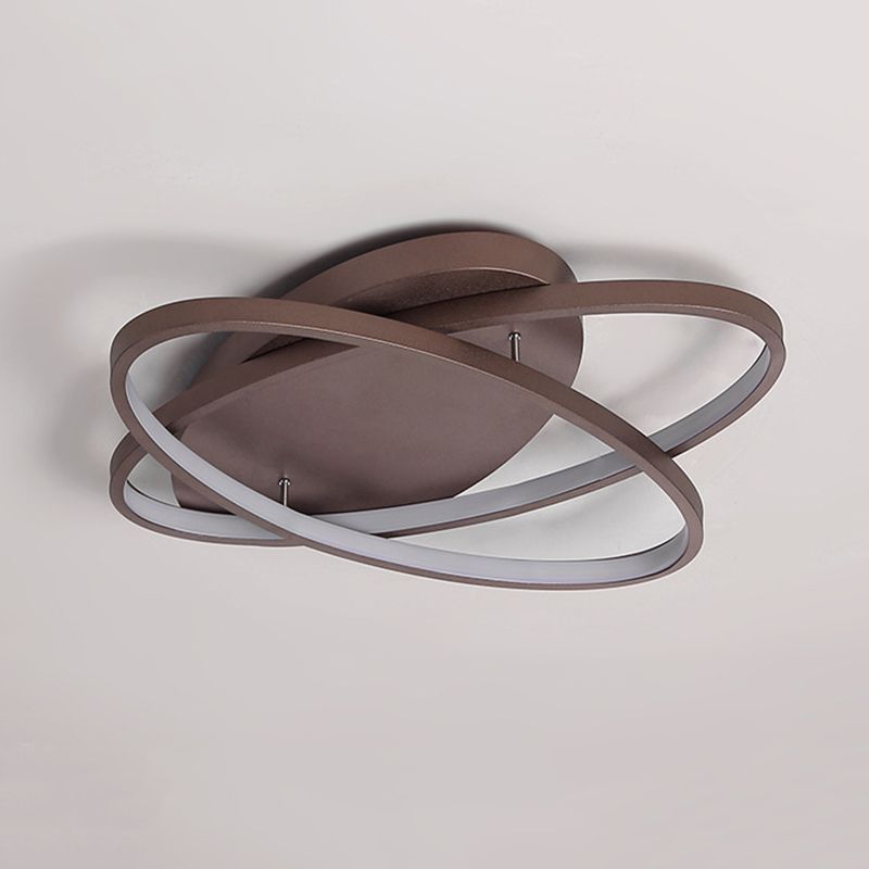 2-Lights Circle Semi Flush Mount Light Metal Modern Style Semi Flush Mounted Ceiling Led Lights