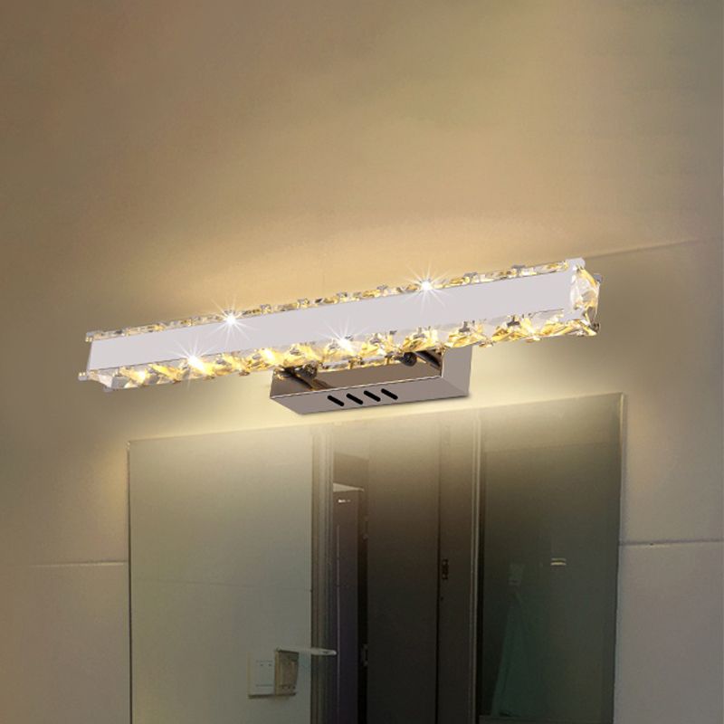 11,5 "/16,5" Rectangle Vanité Mirror Lumière Modern Style Crystal Crystal LED White Wall Light Sconce pour salle de bain
