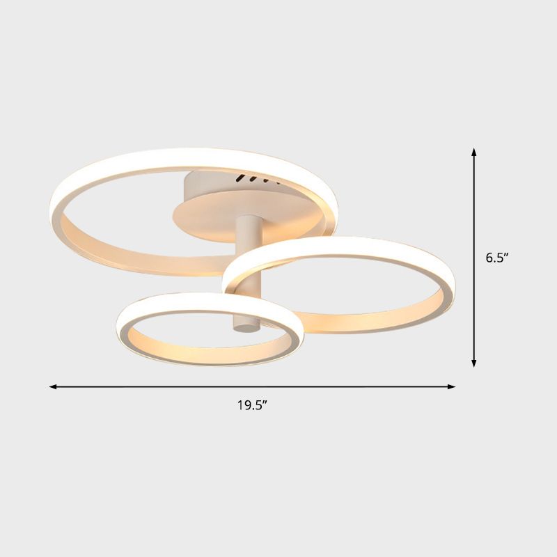 Luz de techo de montura de montura de anillo apilado nórdico marrón acrílico/blanco 23.5 "/19.5" Luz de techo de dormitorio LED de ancho de ancho en cálido/blanco