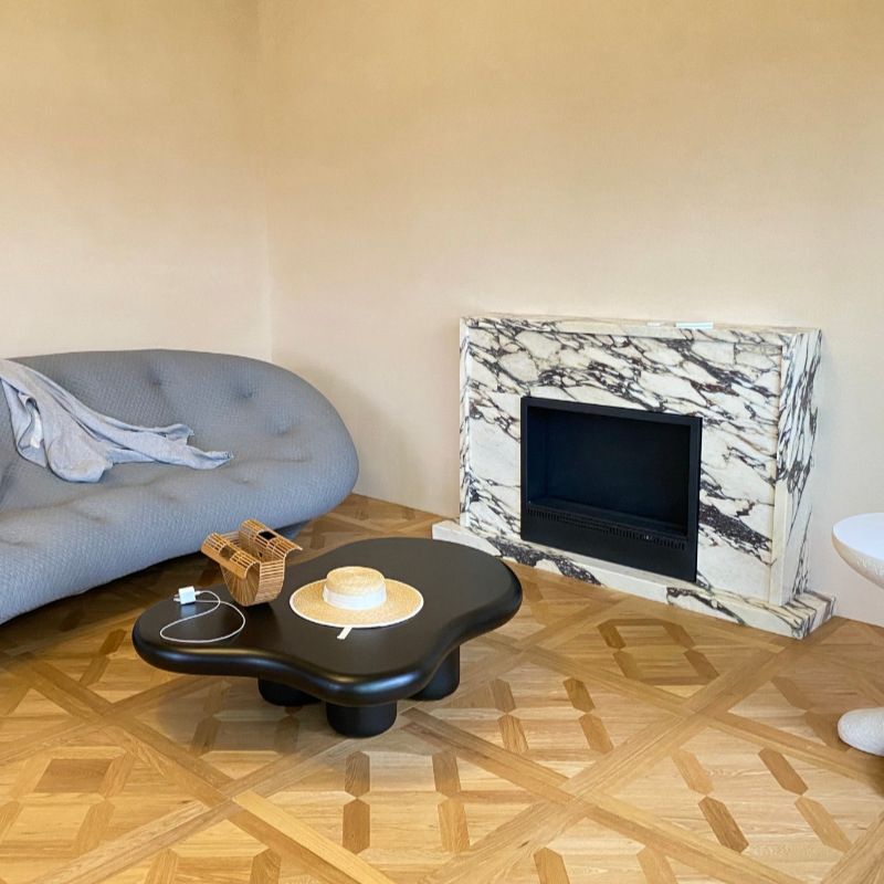 Scandinavian Free Form Solid Wood Coffee Table 11.8"H 4 Legs Cocktail Table