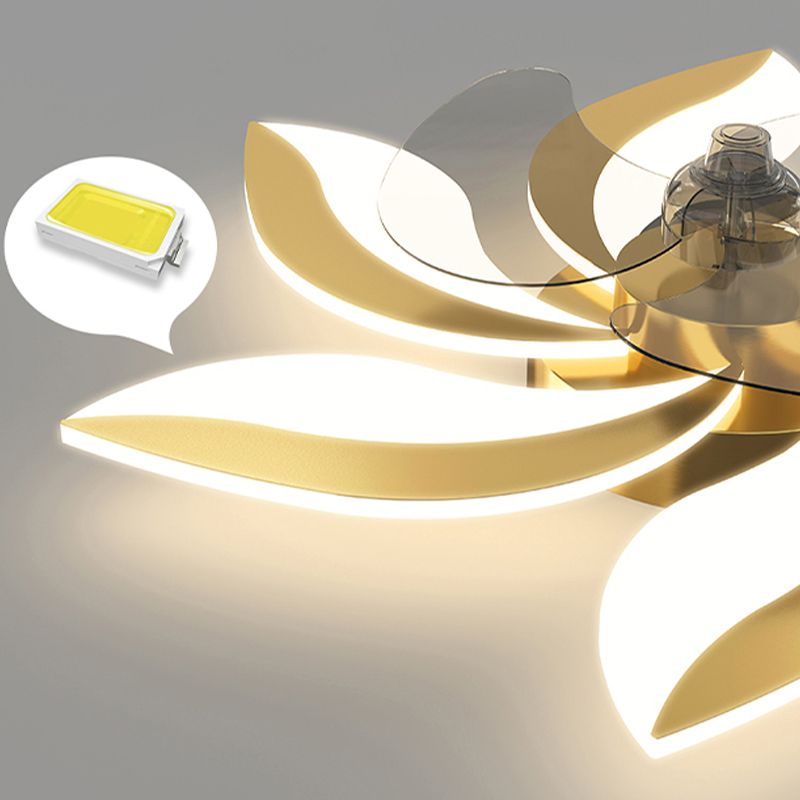 Ventola a soffitto in metallo a forma di fiore Stile moderno a 6 luci a soffitto ventilatore