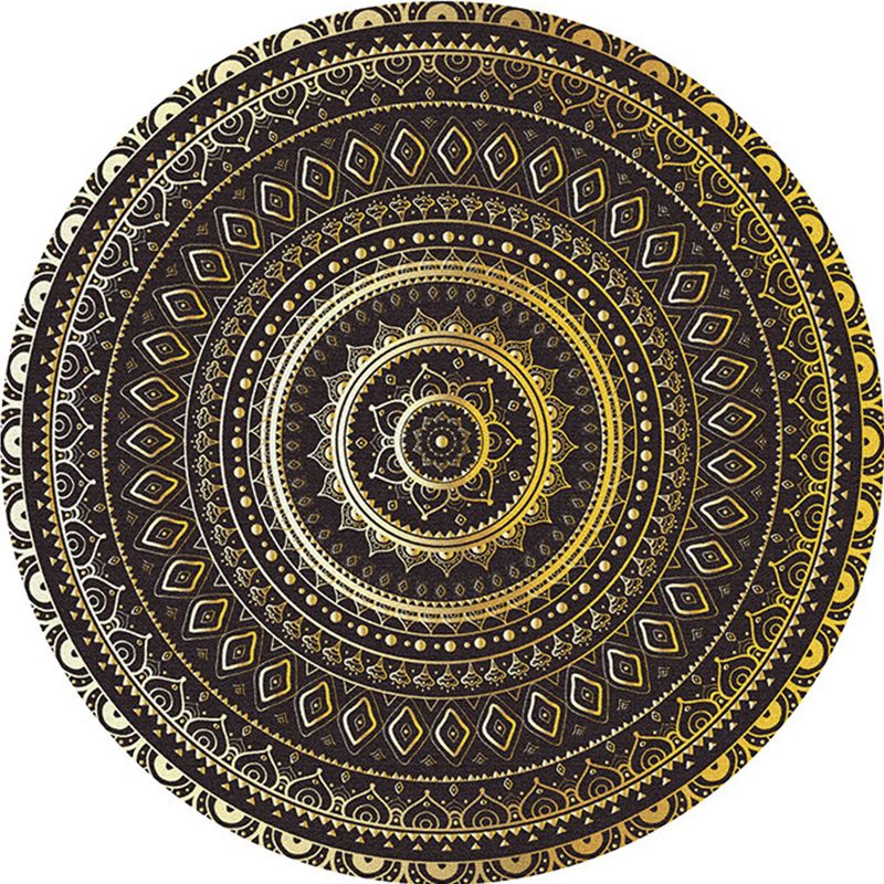 Multi-Colored Bedroom Area Rug Moroccan Mandala Print Rug Synthetics Non-Slip Backing Washable Stain Resistant Rug