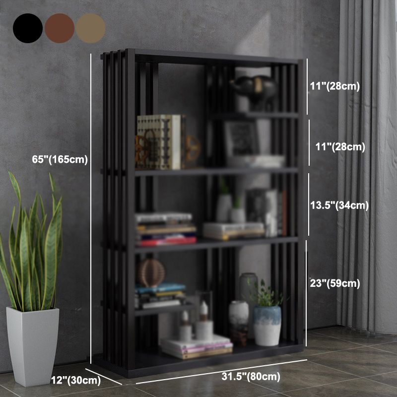 Industrial Style Bookshelf Open Shelf Vertical Metal Shelf with Rectangular Shelves