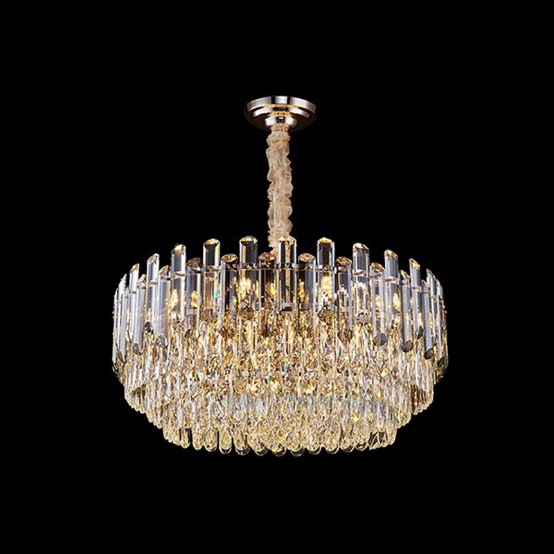 Round Pendant Lighting Fixture Modern Crystal Chandeliers for Dining Room