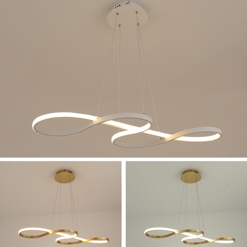 Aluminium LED Linear Pendant Light in Modern Creative Style Silica Gel Ceiling Light for Dining Room