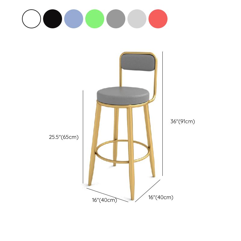 Contemporary Iron Counter Height Stools Low Back Bar Stool for Living Room