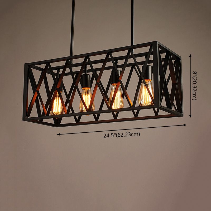 Metal Island Lighting Fixture Style Rectángulo Black Rectange Restaurant Light Hanging Island Light