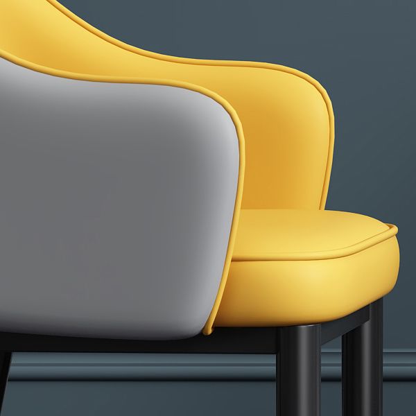 Contemporary Style Dining Chair Steel Legs Arm Chair with Upholstered