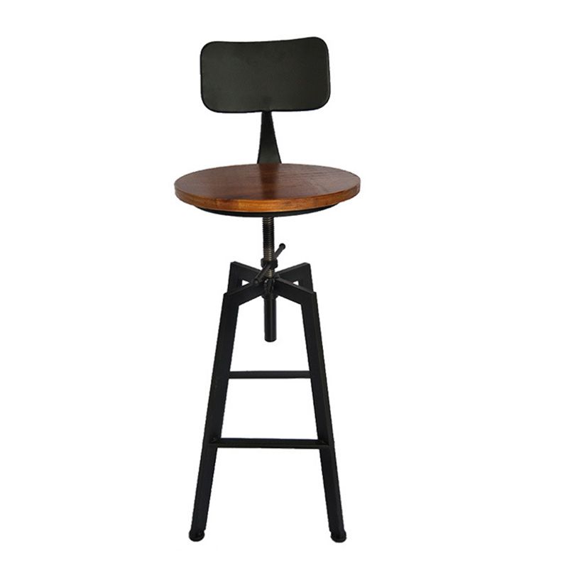 Industrial Metal Barstool Faux Leather Upholstered Counter Stool in Matte Finish