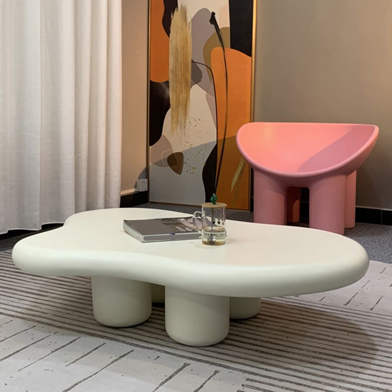 Modern Glass Steel Coffee Table with Four Legs Cocktail Table for Living Room