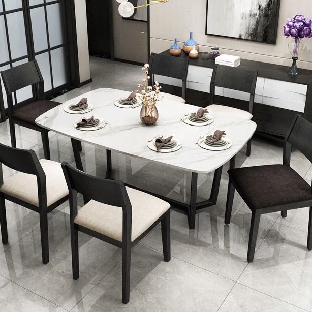 Wood Industrial Restaurant Side Chair Open Back Dining Chair with Black Legs