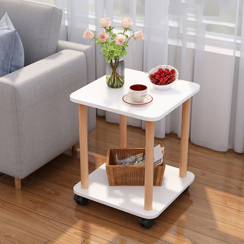 Wood 4 Legs End Table Modern Side End Snack Table for Living Room