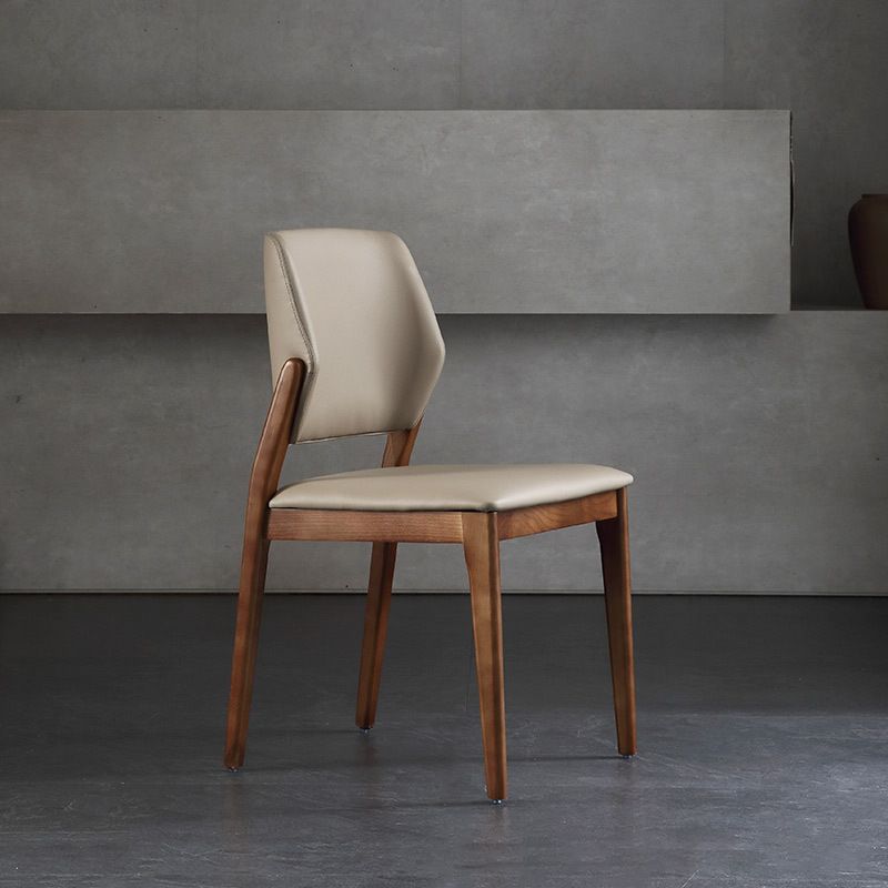 Contemporary Style Open Back Chairs Armless Side Chairs with Wood Legs for Kitchen