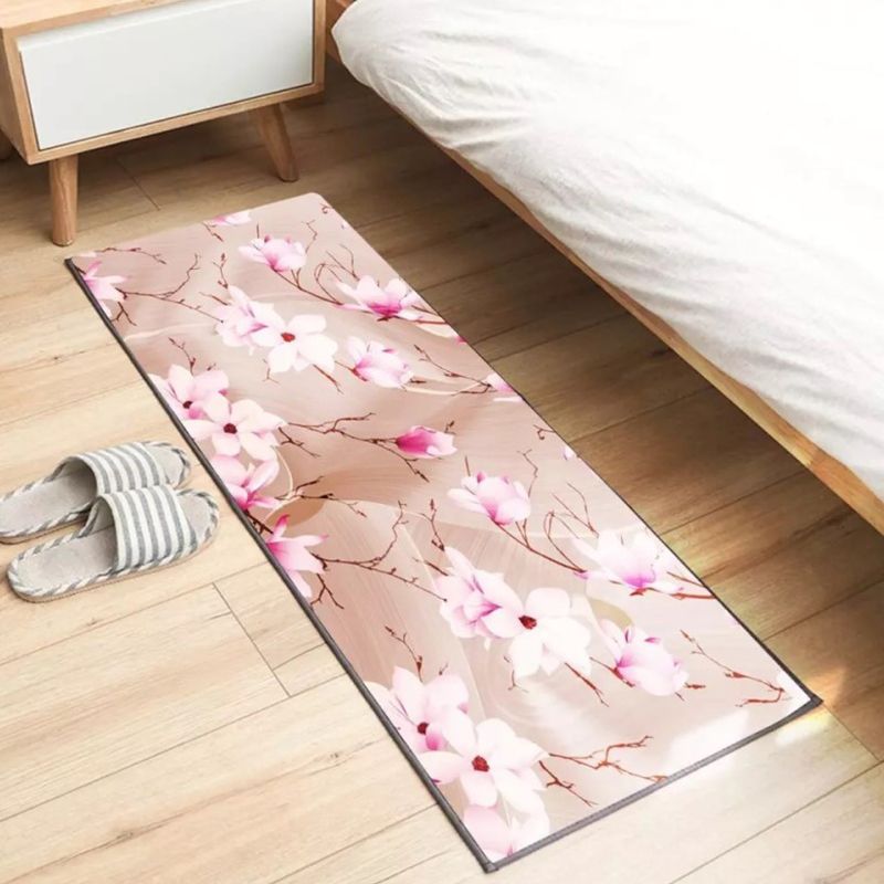 Modern Floral Printed Rug Multi Color Polypropylene Indoor Rug Non-Slip Easy Care Area Carpet for Bedroom