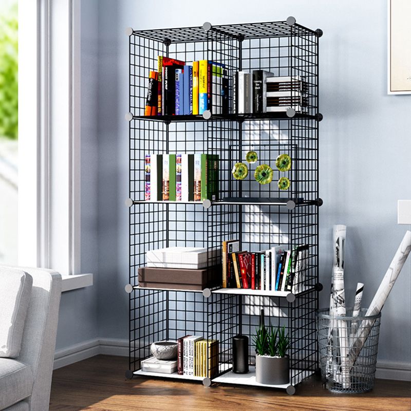 Contemporary Metal Bookcase Closed Back Bookshelf for Living Room