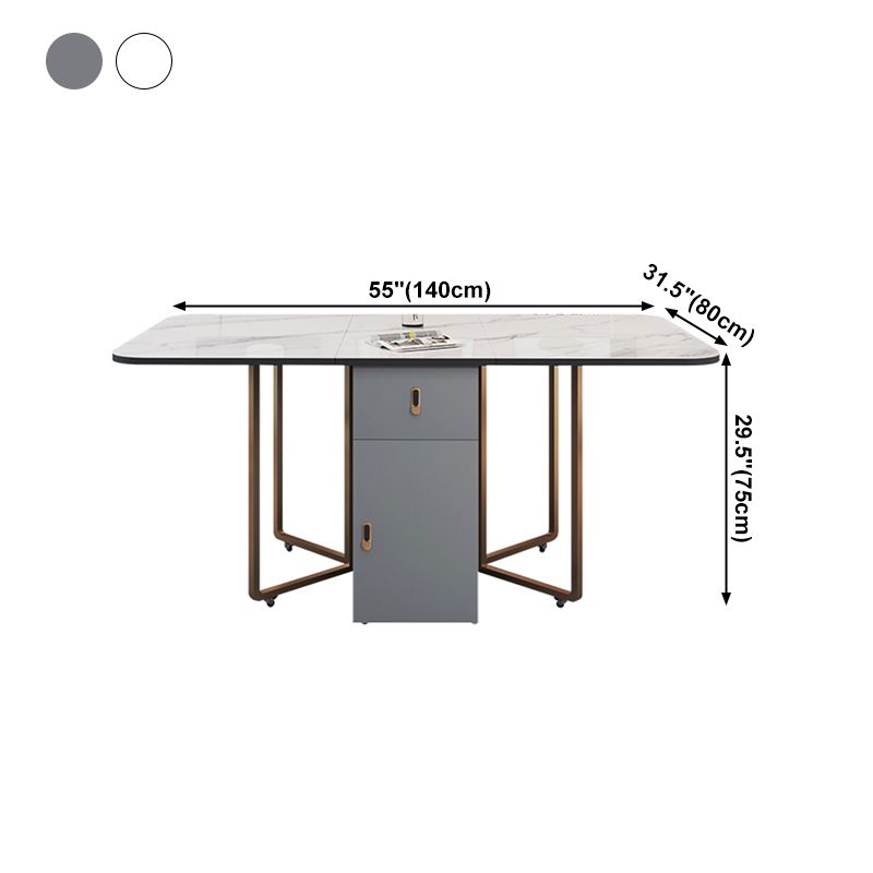 Foldable Sintered Stone Top Table Rectangle Extendable Table