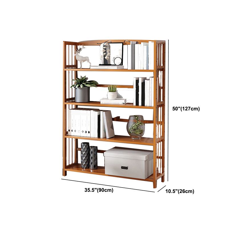 Modern Vertical Bamboo Shelf Etagere Espresso Shelf Bookcase for Bedroom