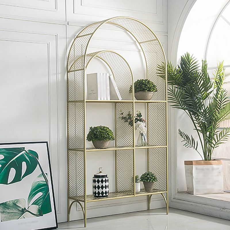 Glam Style Vertical Bookshelf Metal 3-shelf Bookcase for Home Use