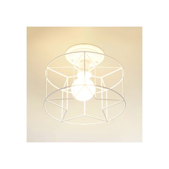 Wire Frame Ceiling Mount Light Living Room Contemporary Ceiling Fixture in White