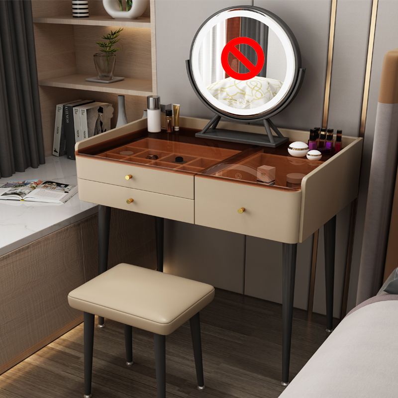 Modern Solid Wood Vanity Dressing Table 3 Drawer Makeup Vanity Set