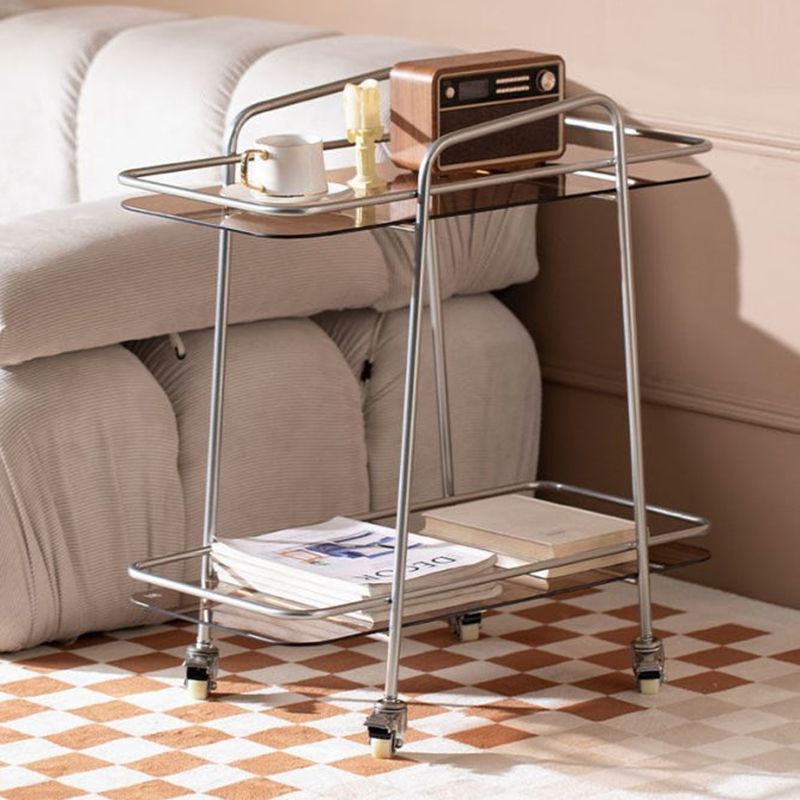 25.6" Tall Glass End Table Rectangular Clear Accent Side Table