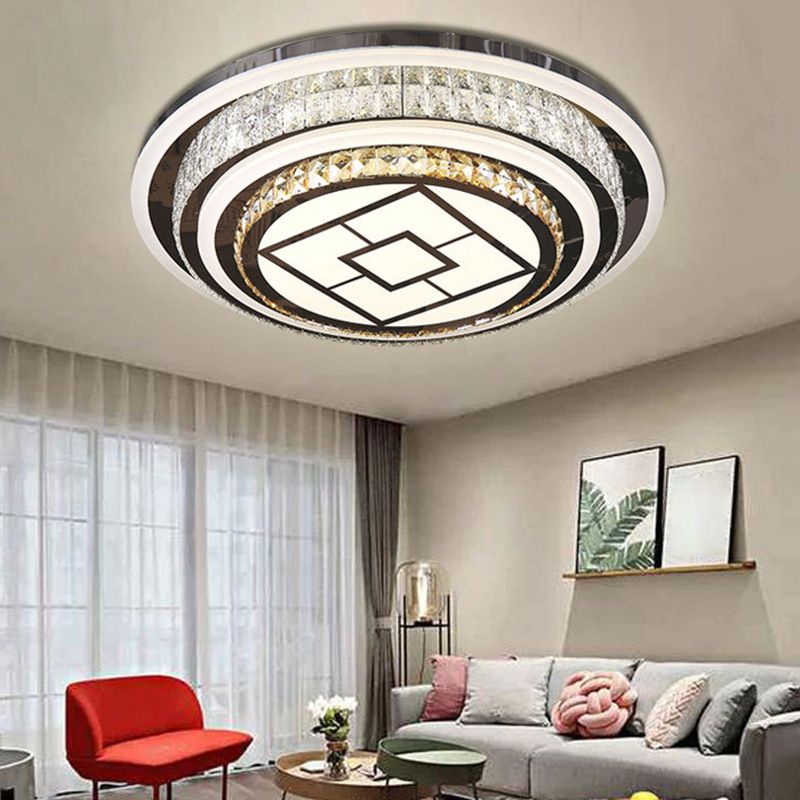 Geometric Crystal LED Ceiling Light in Modern Creative Style Stainless-Steel Ceiling Fixture for Living Room