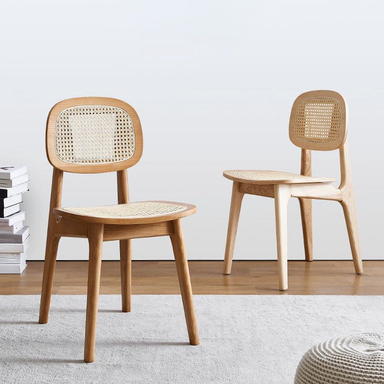 Contemporary Wood Dining Room Chair Cane Back Dining Chairs (Set of 2)