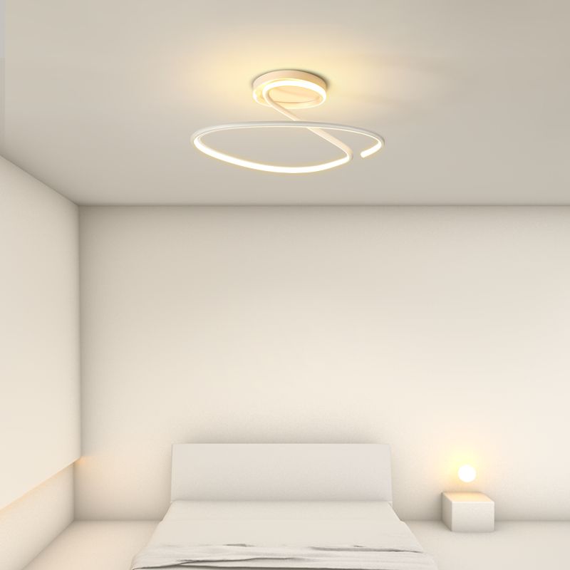 Minimalist Circular Ceiling Flush Mount Aluminum LED Bedroom Semi Flush Light