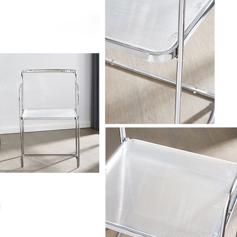 Metal Kitchen Dining Chairs Open Back Dining Side Chair in Silver