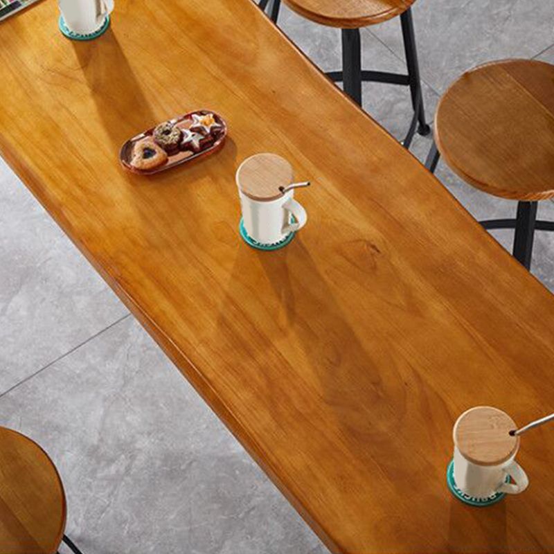 Industrial Style Bar Table Solid Wood Rectangle Pub Table in Brown