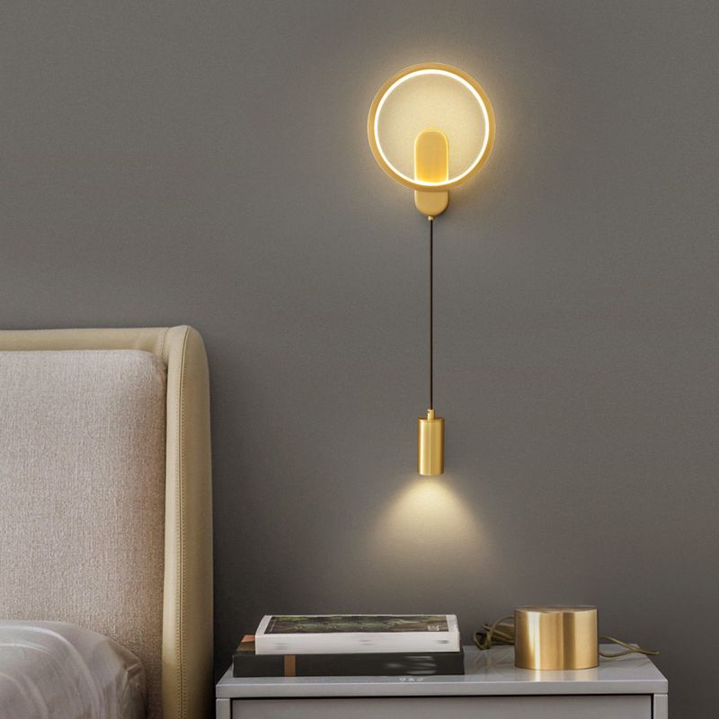 Minimalism LED Wall Sconce 2-Light Brass Sconce Lighting for Bedroom