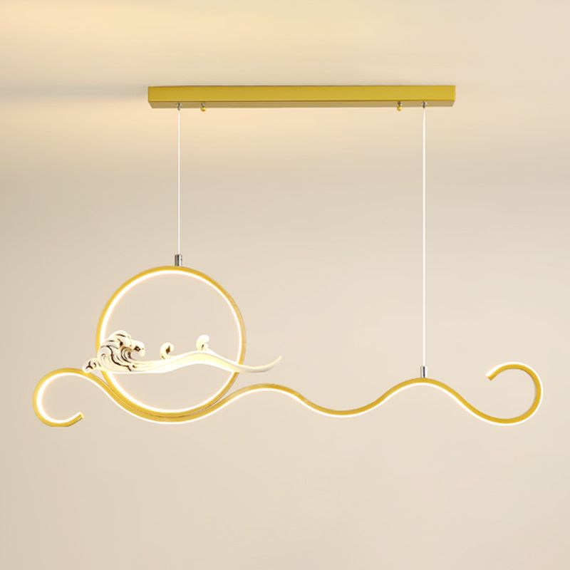 Modern Style Linear Shape Island Lights Metal 2-Light Pendant Lights
