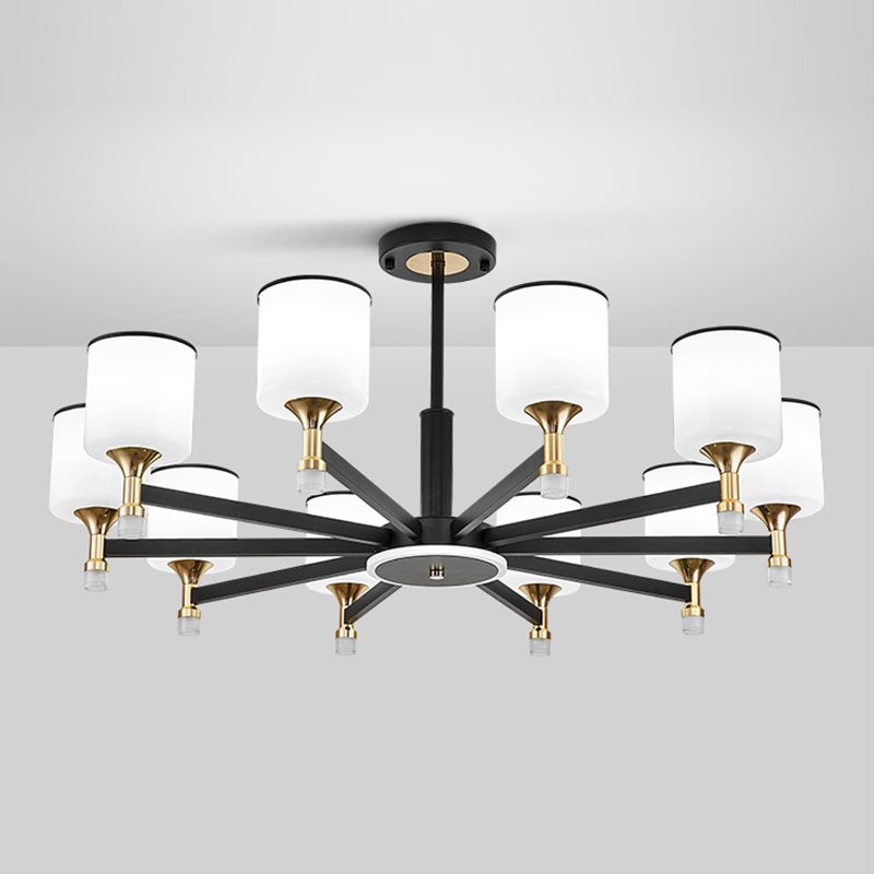 Modern Black Chandelier Metal Multi Light Chandelier Pendant with Glass for Living Room