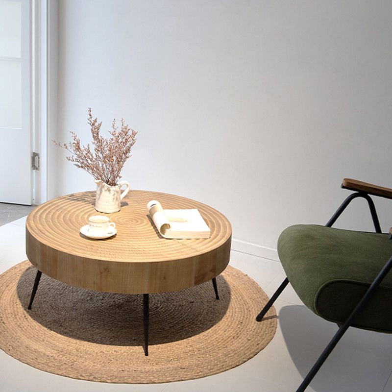 Scandinavian Round Solid Wood Coffee Table Metal 3 Legs/4 Legs Cocktail Table