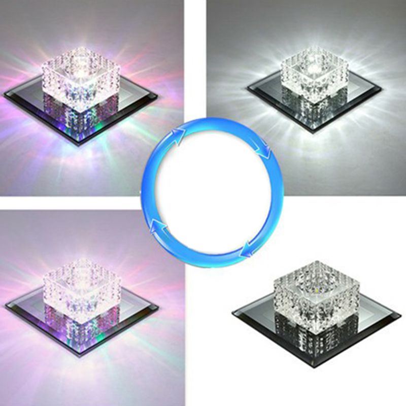 Crystal Square LED Flush Mount Light Simplicity Flush Mount Ceiling Light in Black for Foyer