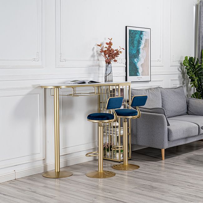 Glam Free Form Bar Table White Marble Table with Storage for Living Room