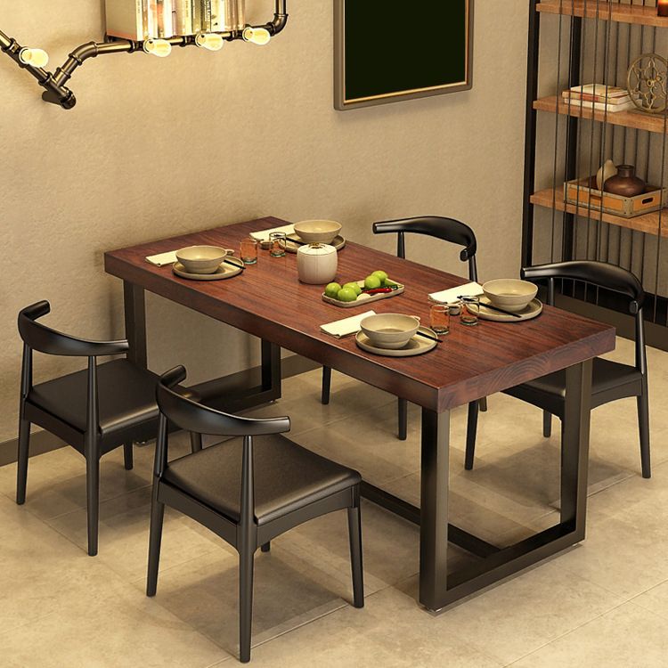 Industrial Wood Rectangle Table Set 1/2/5 Pieces Dining Set for Kitchen
