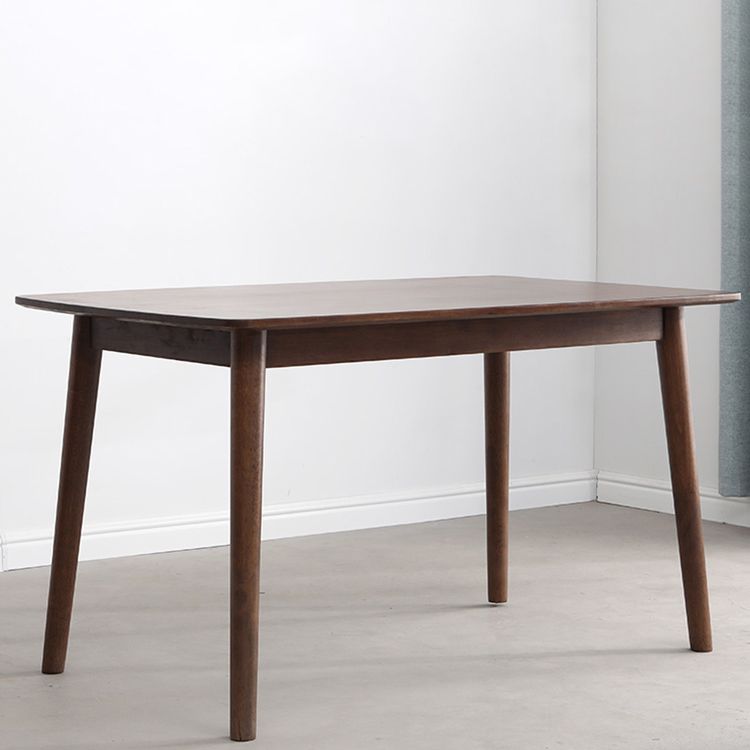 Brown Solid Wood Dining Table Modern Rectangular Furniture with 4 Legs for Office