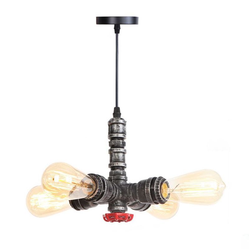 Metal Chandelier Light Fixture Water Pipe Industrial Style Chandelier Pendant Light