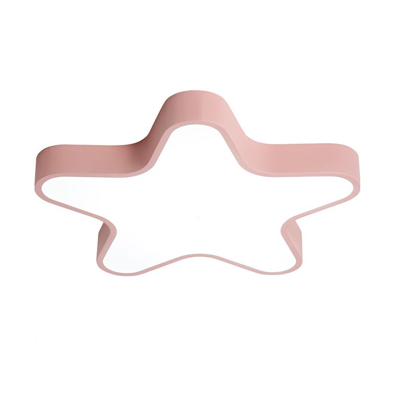 Modern Creative Macaron LED Ceiling Light Wrought Iron Star Flush Mount with Acrylic Shade