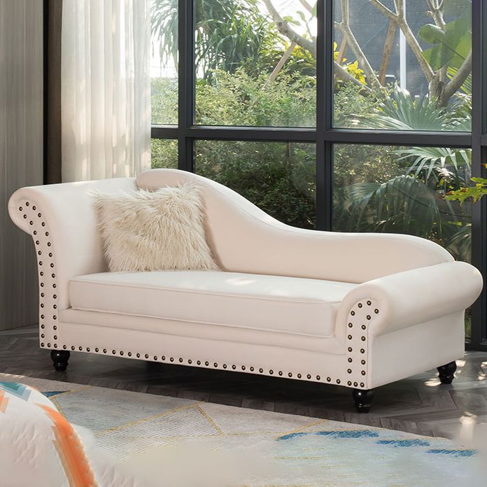 Contemporary Rolled Arms Chaise Living Room Chaise with Upholstered