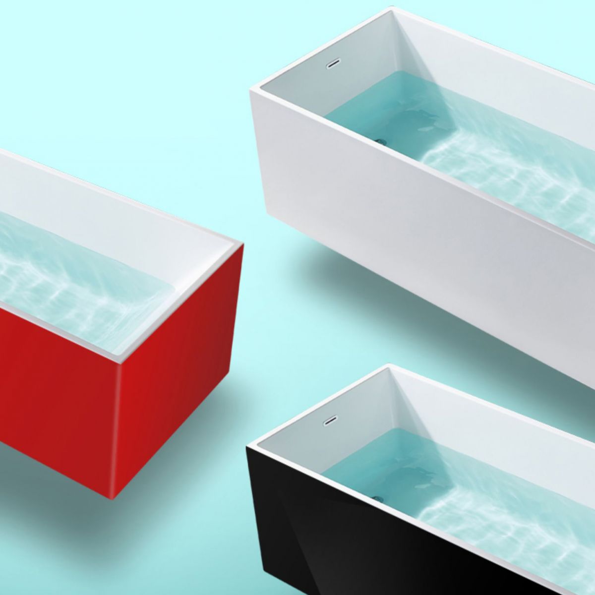 Modern Rectangle Acrylic Bathtub Freestand Soaking Bathtub with Drain Bath Tub