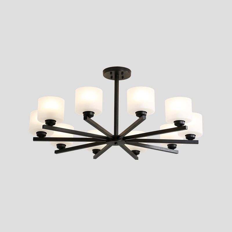 Cylinder Pendant Lights Modernism Glass Pendant Lighting Fixtures in Black