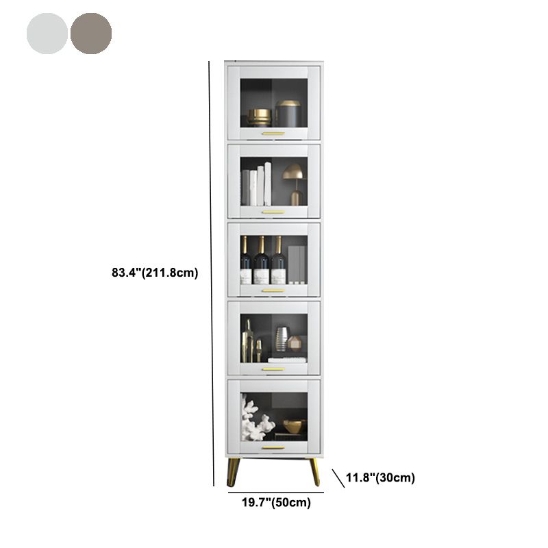 Glam Champagne/White Closed Back Standard Wood Shelf Bookcase for Living Room